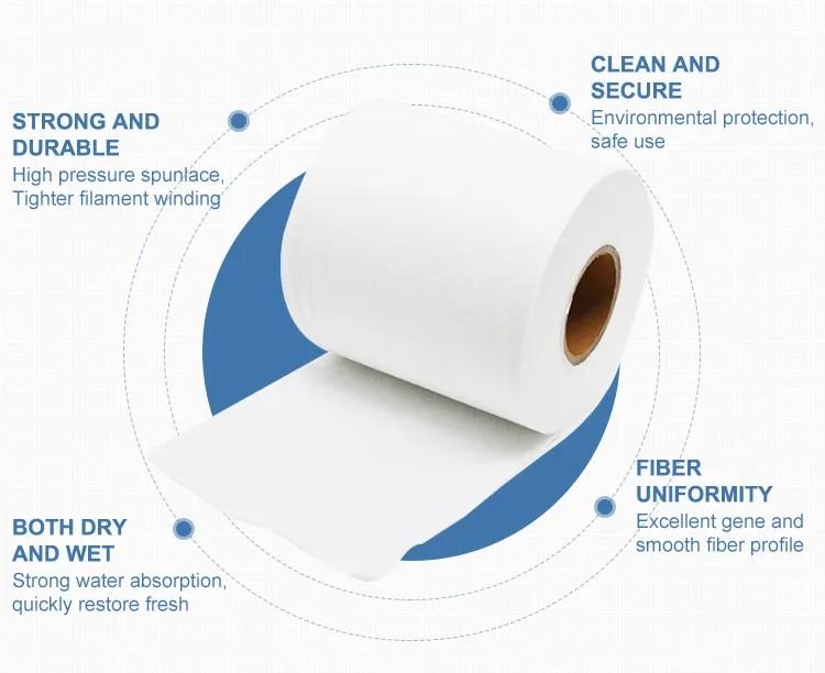 Ġilda Friendly 40gsm Spunlace Nonwoven Drapp Roll Għall Wet Wipes 4